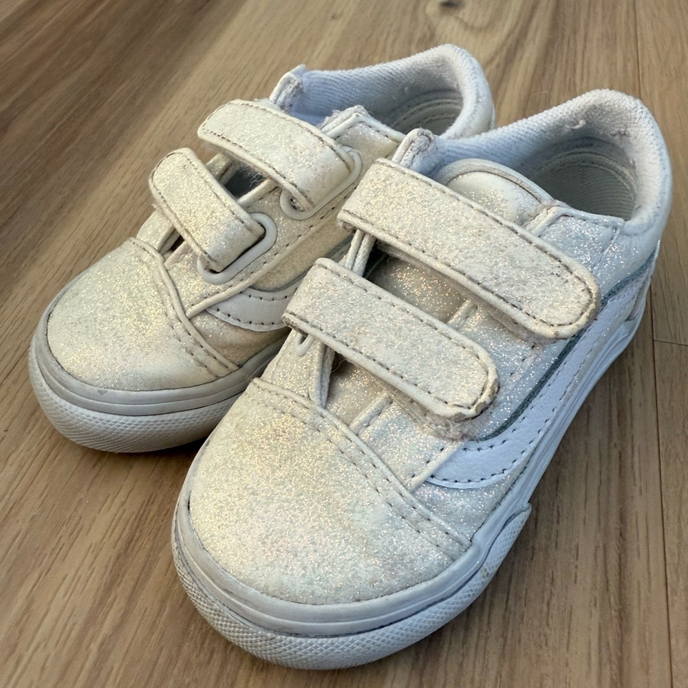 White Glitter Vans. Size 5.5